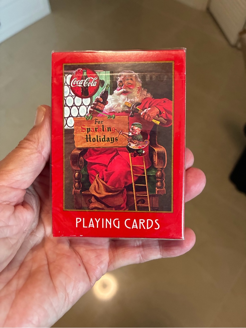 1998 Coca Cola Red & Gold Santa Holiday Playing Cards